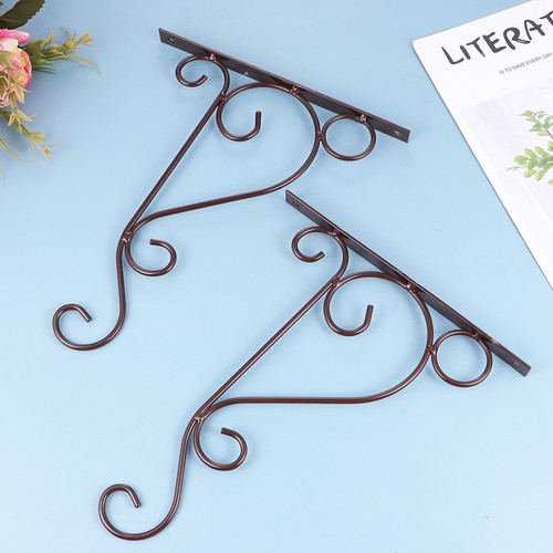 2pcs Iron Hanging Brackets Wall Mounted Decorative Plant Basket Hooks - Picture 10 of 12