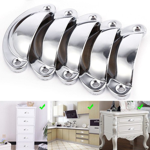 6/12 Pcs Cup Pull Shell Handles Half Moon Kitchen Cupboard Cabinet Door Drawer - Picture 6 of 17