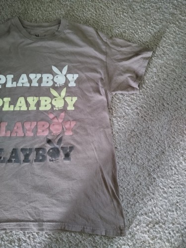 Camiseta Playboy Bunny Gráfica Para Hombre Talla Mediana Manga Corta Marrón - Imagen 6 de 11