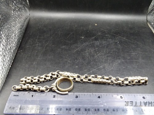 Llavero giratorio vintage/antiguo de cadena de reloj de metal blanco para reparaciones - Imagen 9 de 9