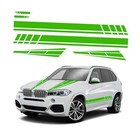 6PCS Car Hood Stripe Sticker, Vinyl Auto Body Side Rearview Mirror Green, 6pcs