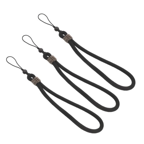  Pulsera trenzada 3 piezas para teléfono móvil correa de mano negra cordón de muñeca corta - Imagen 6 de 12