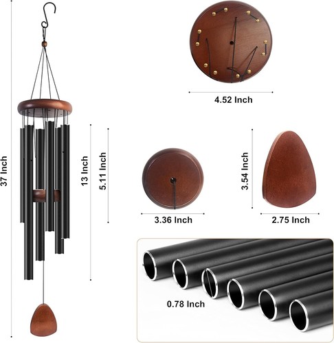 Large Deep Resonance Serenity Wind Chimes Metal Deep Tone Outdoor Home Decor 37″ - Picture 14 of 14