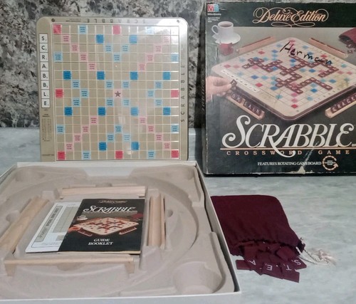 Scrabble Deluxe Edition #4034 Rotating Turntable Milton Bradley 1989, komplett