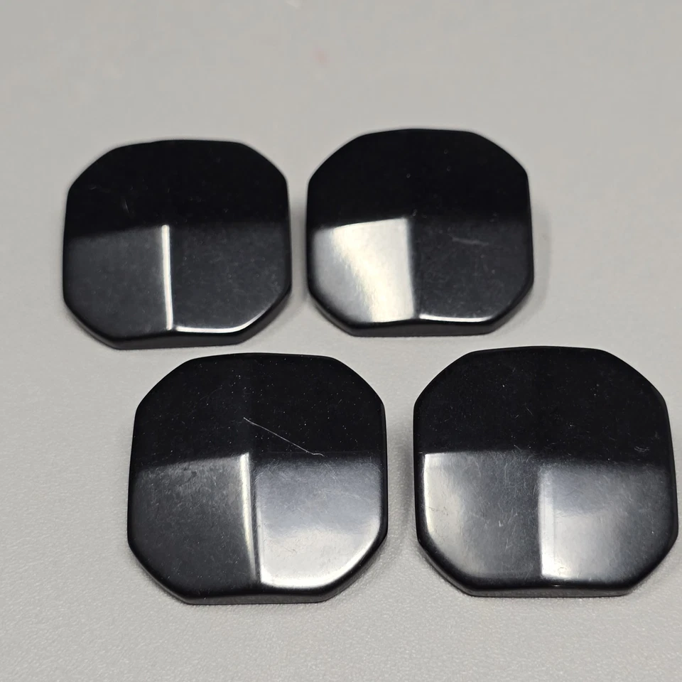 1" Bakelite Black Geometric Buttons Square 3D Design Lot Of 4 - Image 2 of 4