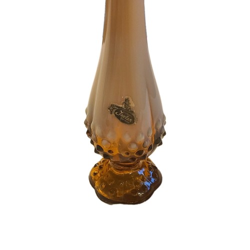 Vintage Amber Hobnail Fenton Vase Peach Crest Glass Bud Vase Ruffled Edge - Picture 6 of 7