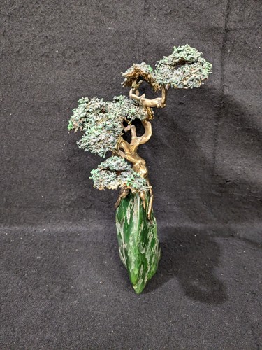 Vintage Danny Garcia scultura in bronzo e pietra verde di cipresso alta 11" - Foto 4 di 9