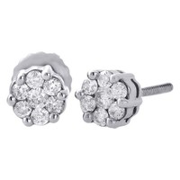 10K WeißGold Kleine Blume Diamant 5Mm Ohrstecker 0.25 Ct Set, Weiß