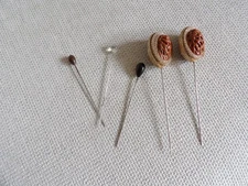 Old Vintage Hat Pins 5 Total 2 Are Peach Seeds
