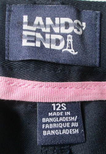 LANDS END Classic Navy School Uniform Plain Front Chino Shorts Girls 12 Slim NEW - Picture 5 of 5