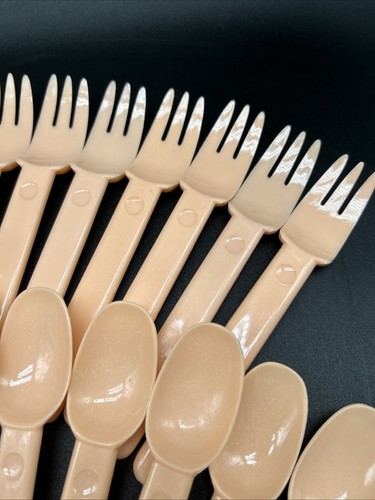Vintage Plastic Melamine Melmac Flatware Set Of 37 Peach Pastel Elan? - Bild 2 von 24