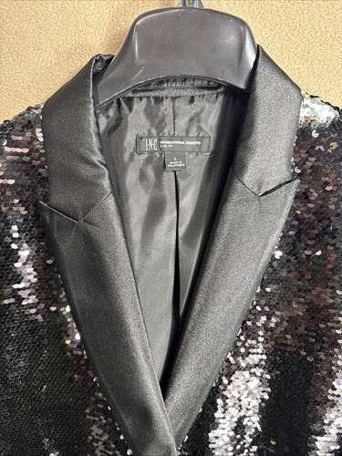 Blazer INC International Concepts negro gris con lentejuelas abatibles para hombre calce ajustado grande - Imagen 3 de 10