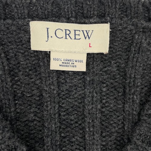 Vintage 90s J.CREW Ruderer Wollpullover Herren L Chunky Ribbed V Neck Fisherman Gray - Bild 3 von 14