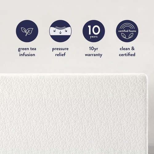 12 Inch Full Mattress Bed-In-A-Box, Green Tea Memory Foam, White - Picture 2 of 5
