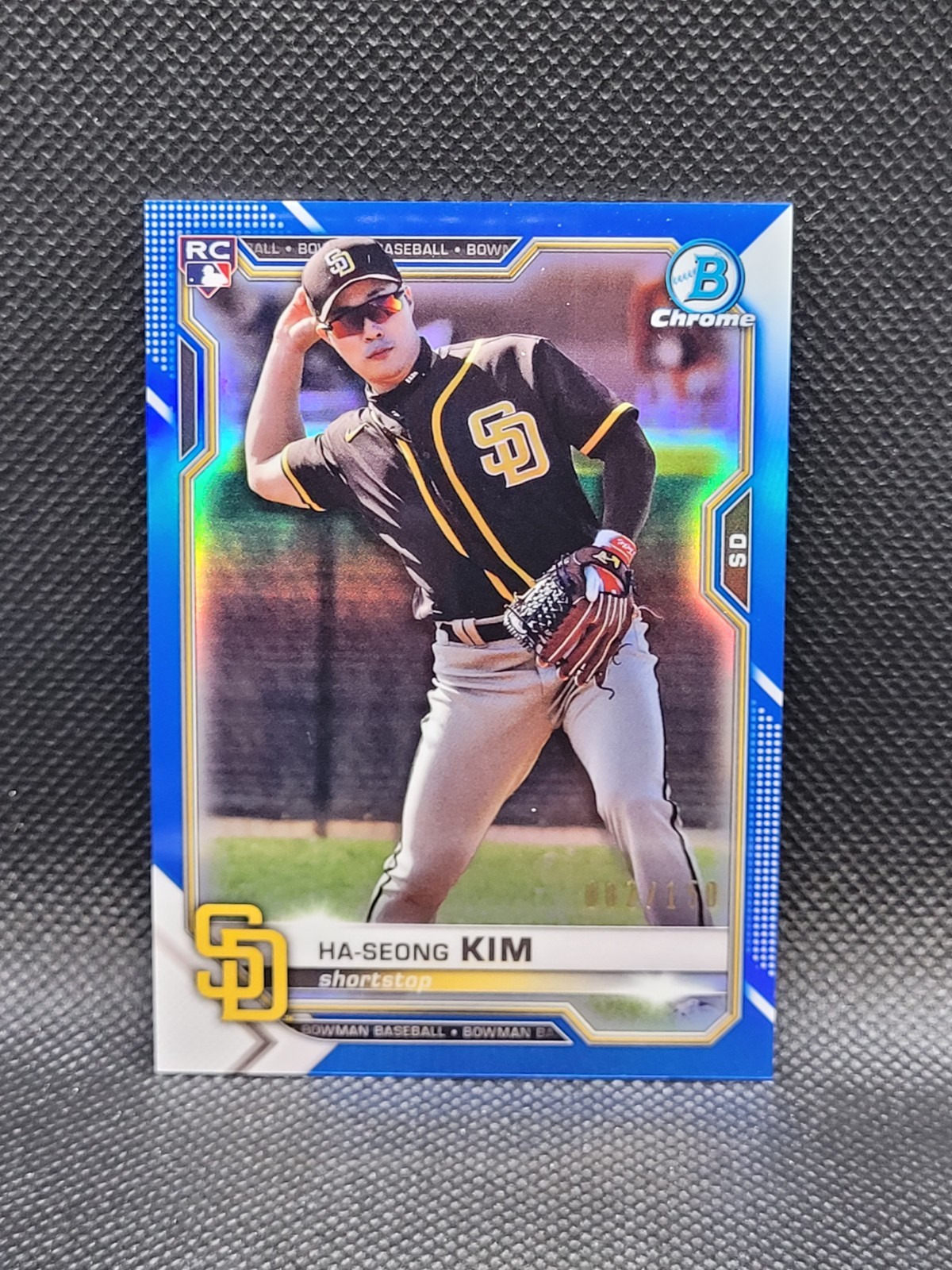 2021 Bowman Chrome HA-SEONG KIM blue refractor 082/150 RC San Diego Padres