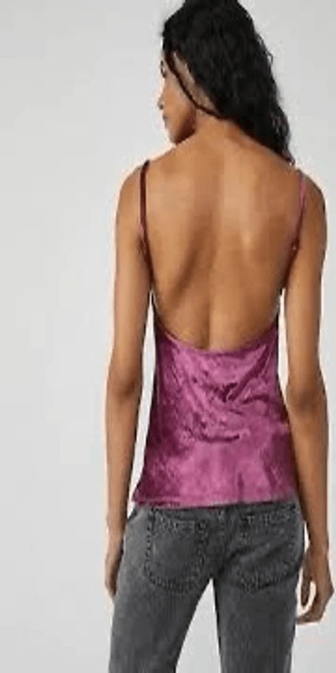 Camiseta sin mangas para mujer INTIMATELY FREE PEOPLE camisola de terciopelo rosa toda la noche talla S Foto 3 de 4