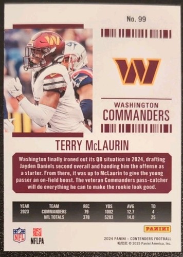 Terry McLaurin #99 2024 Panini Contenders Football Season Ticket Card NFL - Picture 2 of 2