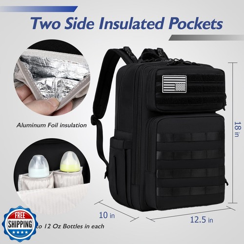 LORADI Mochila Pañales Papá, 34L Gran Capacidad con Hebillas de Cochecito, Equipaje - Imagen 2 de 5