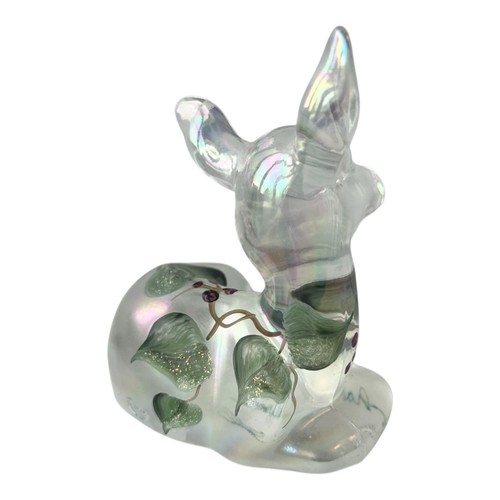 Fenton Opalescent Iridized Laying Deer Hand Painted Berries Signed Vtg - Picture 9 of 16