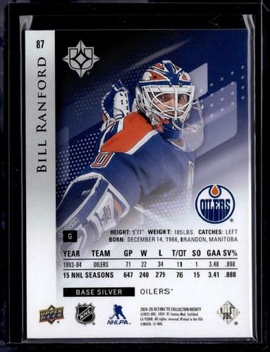 Bill Ranford 2024-25 UD Ultimate Legends /149 #87 Edmonton Oilers - Bild 2 von 2