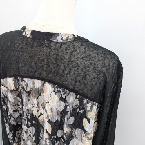 NWT LOGO Lori Goldstein Cardigan XL Black Sheer Floral Mixed Media Lightweight - Picture 10 of 11