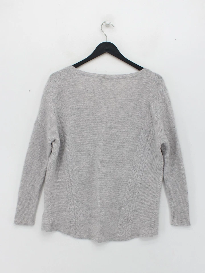 Pure Women's Jumper UK 14 Grey 100% Cashmere V-Neck Pullover - Image 2 of 4