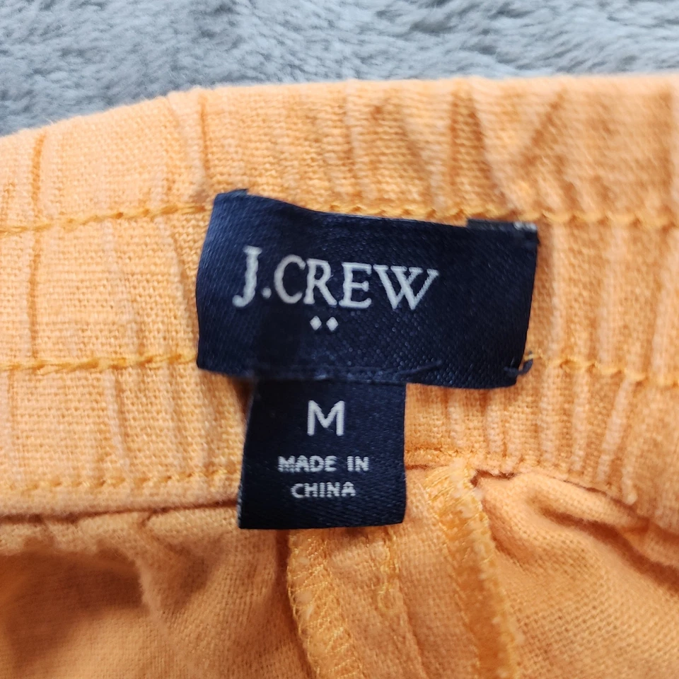 Pantalones Cortos J.Crew Para Mujer M Naranja Mezcla de Lino Tirar con Cordón Bolsillos Informales Aireados Foto 4 de 4