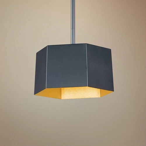 Maxim Honeycomb 9" Wide Black Gold LED Geometric Mini-Pendant Light - Picture 1 of 5