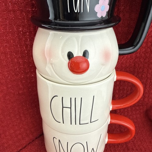 Rae Dunn Frosty the Snowman Mug Set-Chill-Snow-Jolly Fun-3pc Christmas Holiday - Picture 5 of 12