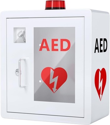 Wall-Mounted AED Defibrillator Cabinet with Alarm & Strobe Light 14.2x7.9X15.8`