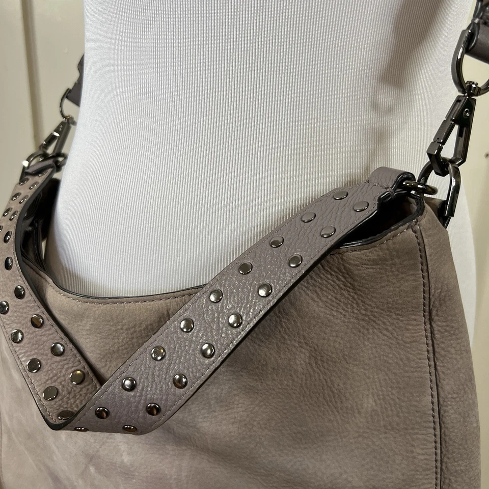 Rebbeca Minkoff замшевая кожаная сумка через плечо Hobo пистолет металлический запонки - Изображение 3 из 4