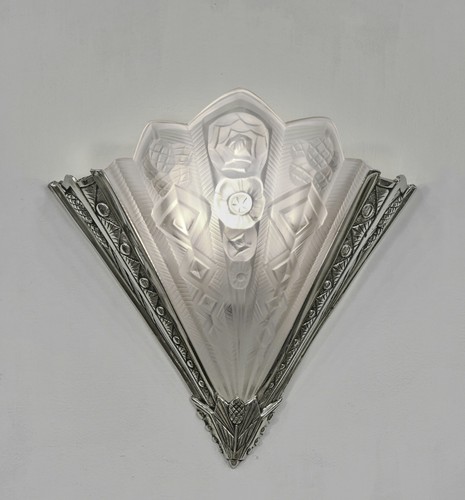 PAIR 1930 FRENCH ART DECO WALL SCONCES BY NOVERDY ..... lights muller era france - Picture 3 of 11