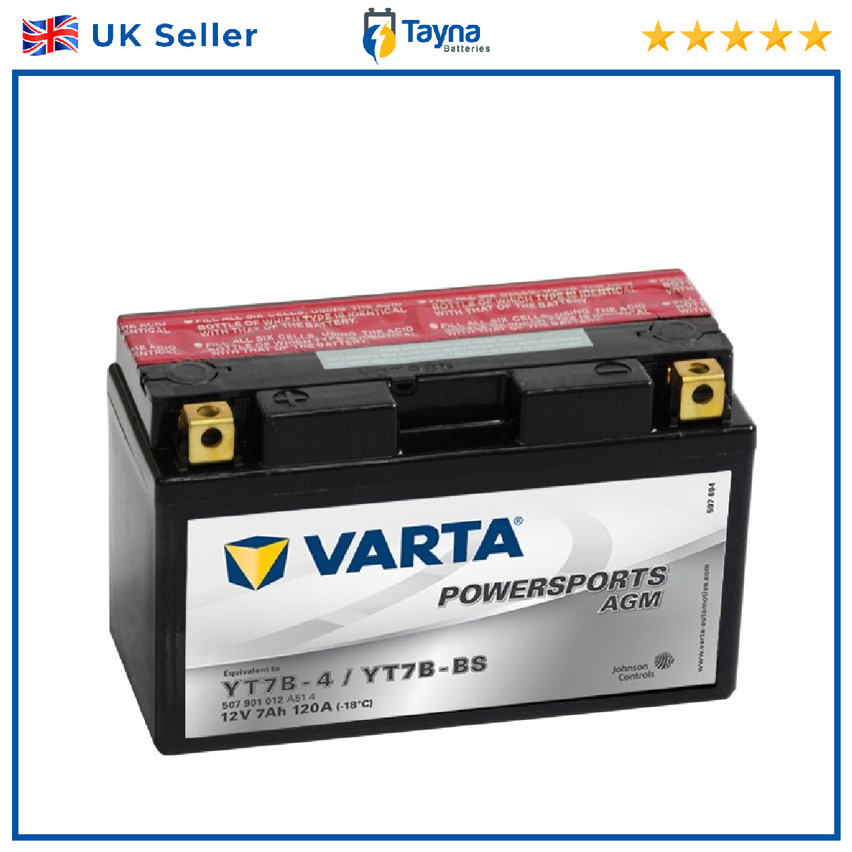 AGM Motorcycle Battery Bike Motorbike 507901012A514 Varta