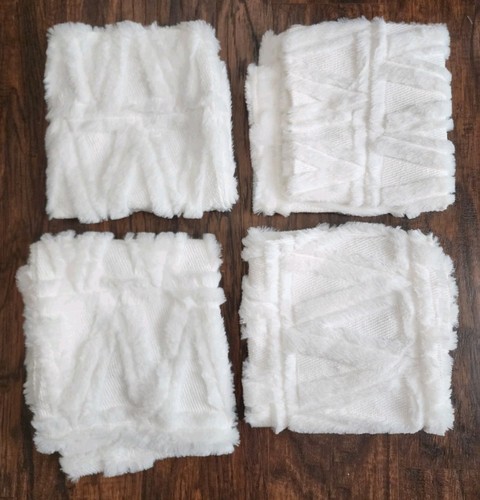 Lote de 4 fundas de almohada geométricas para sofá de chenilla - 18"x18" pulgadas, blancas - Imagen 4 de 5