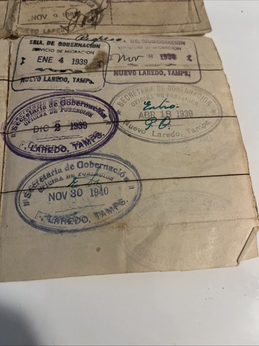1930s Mexican Immigration ID Card Laredo Tampico Servicio de Migración - Picture 8 of 8