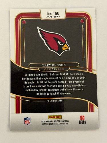 2024 Panini Select - Trey Benson (RC) #198 - Green Yellow Shock Prizm - Cards - Picture 2 of 2