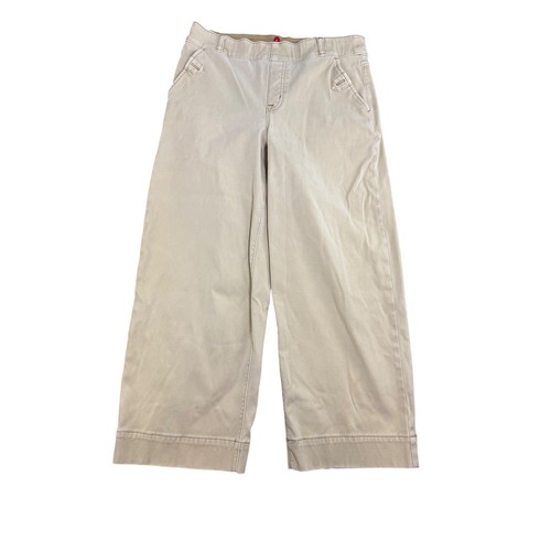 Spanx Wide Leg Cropped Pants Tan Khaki Women's Size L/G - Picture 1 of 8