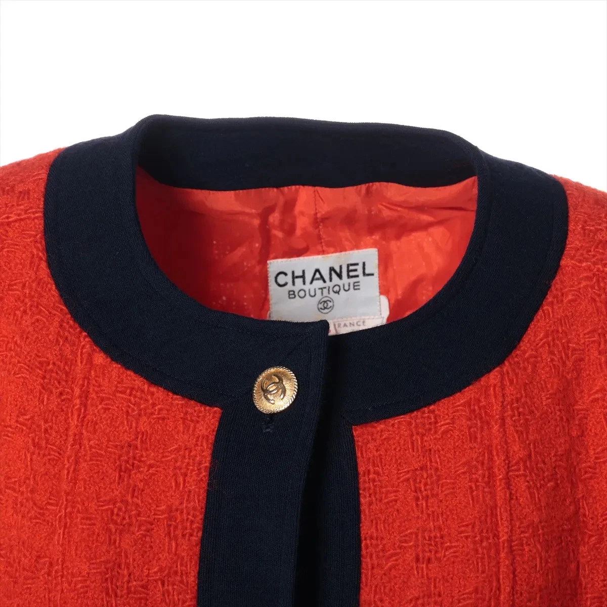 Cappotto lungo Chanel Coco lana bottoni 36 donna arancione x navy 25131
