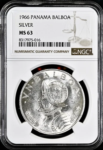 1966 PANAMA SILVER 1 BALBOA NGC MS63