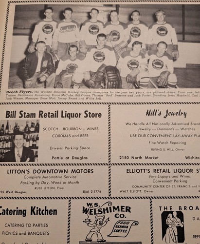 1949 - 1950 Wichita Amateur Hockey Association GOALIE Program Vntg Kansas Ads - Picture 7 of 14