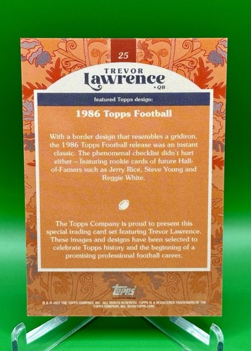 2021 Topps X Trevor Lawrence Trevor Lawrence #25 Rookie RC Jacksonville Jaguars - Picture 2 of 2