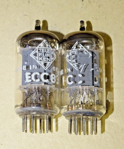 Pair, Telefunken ECC83/12AX7 Radio/Audio Tubes, Ribbed Plate, Good - Picture 7 of 8