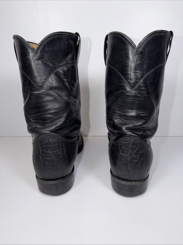 Justin Roper Stiefel 2137 schwarz Kiesel genarbtes Leder Western Cowboy USA 10,5 D - Bild 12 von 16