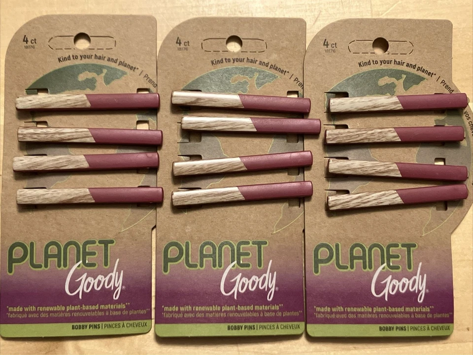 Goody Lot Of 5 Packages Bobby Pins Hinge Clips Renewable Plant Based Pink Wood - Image 3 of 4