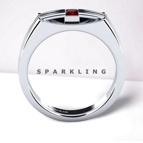 Garnet Square Cut Gemstone With 925 Sterling Silver Ring For Men #D463 # - Picture 6 of 6