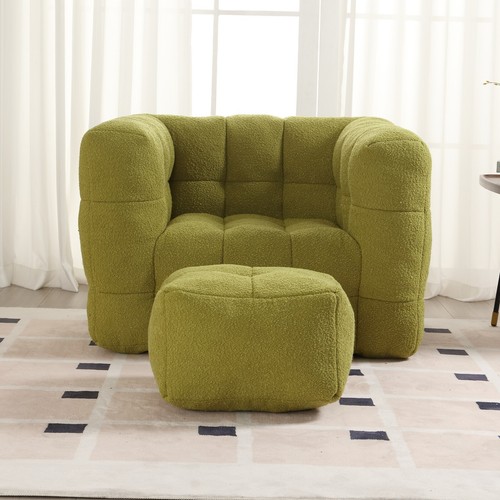 Bean Bag Chair w/ Ottoman for Adults Kids Use Lazy Sofa Chair for Home - Picture 22 of 22