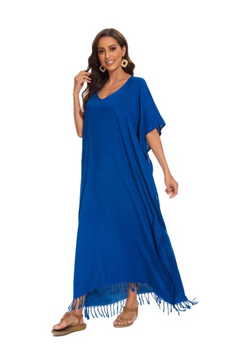 Beautybatik Women Caftan Solid Loungewear Maxi Plus Size Long Dress XL to 4X - Picture 43 of 104