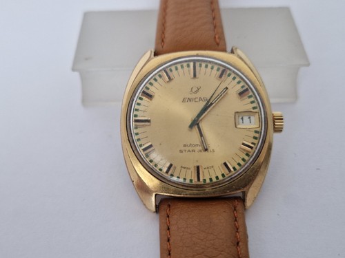 ENICAR Automatic Date - Star Jewels -Ref 2363-Vintage-Gold Plated Case. - Picture 6 of 9