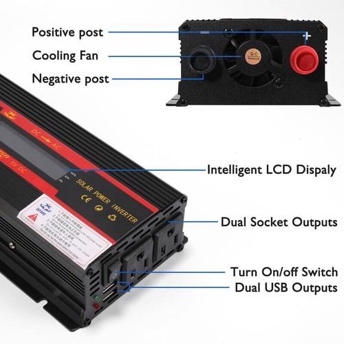 Car Power Inverter 6000W DC 12V to AC 110V 220V Pure Sine Wave Solar Converter - Picture 56 of 70