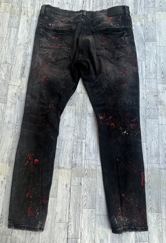 Jeans Uomo Jordan Craig Legacy Edition Ross Fit 32x36 Vernice Splatter Nero - Foto 8 di 11